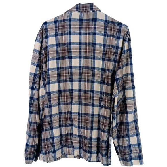 LL Bean Mens Scotch Plaid Flannel Pajama Top Indigo Tartan Size Large Loungewear - Picture 4 of 7